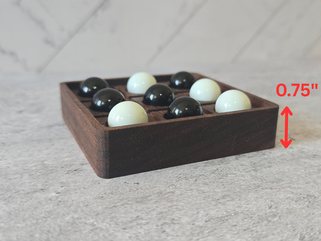 Marble Tic Tac Toe Game | Hardwood Travel Game | Screen Free Gift