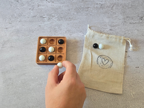 Marble Tic Tac Toe Game | Hardwood Travel Game | Screen Free Gift