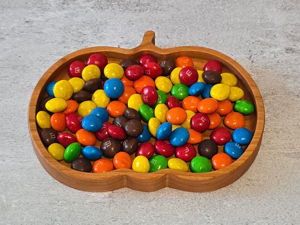 3-Pack Wooden Pumpkin Candy Dish