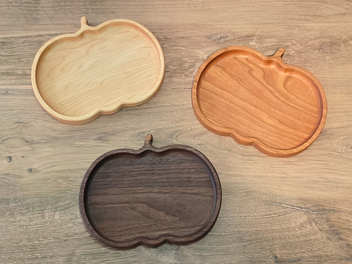 3-Pack Wooden Pumpkin Candy Dish