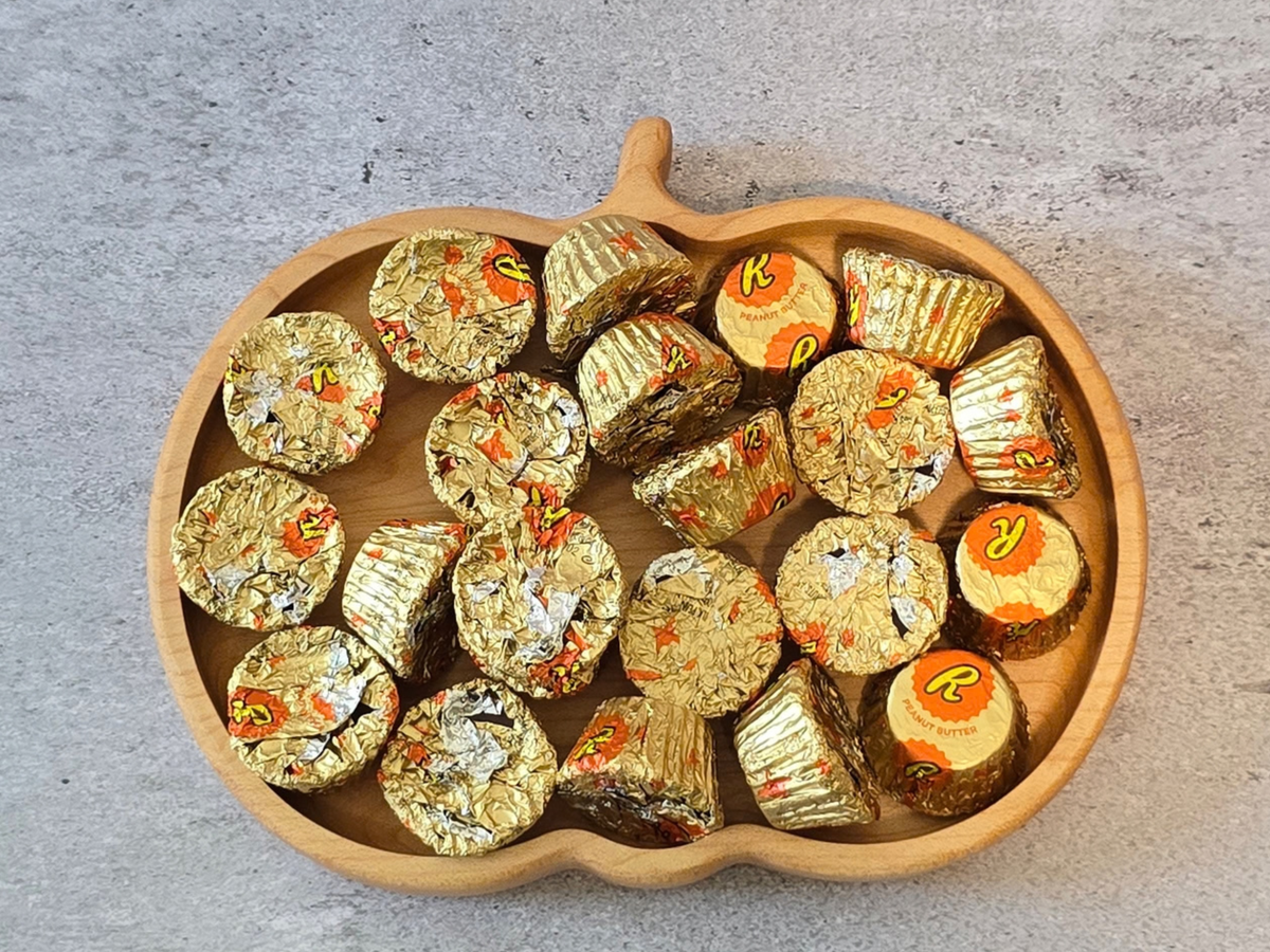 3-Pack Wooden Pumpkin Candy Dish