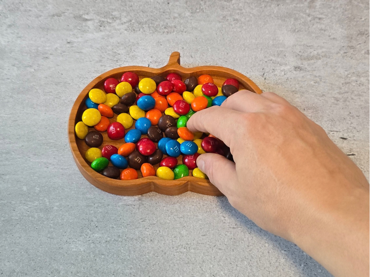 3-Pack Wooden Pumpkin Candy Dish