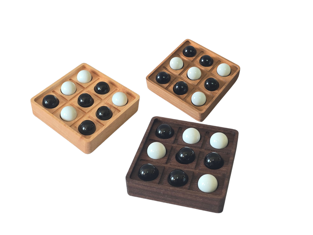 Marble Tic Tac Toe Game | Hardwood Travel Game | Screen Free Gift